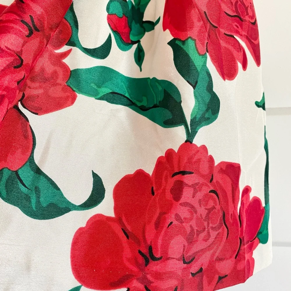 Gymboree Red Floral Skirt with Green Leaves